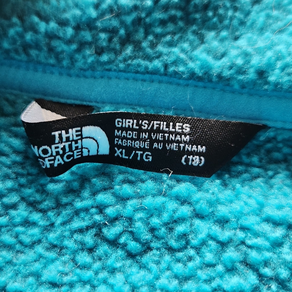 North Face "Crescent Full Zip" Fleece Jacket Heather Blue | Big Girl's Size XL - Picture 4 of 10